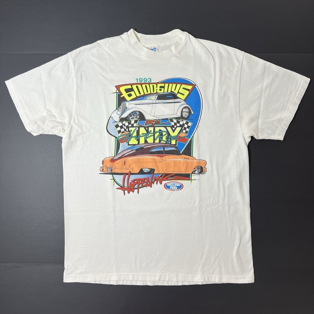 Vintage 1993 Goodguys Indy Hot Rod T-Shirt Hanes L USA Made Single Stitch